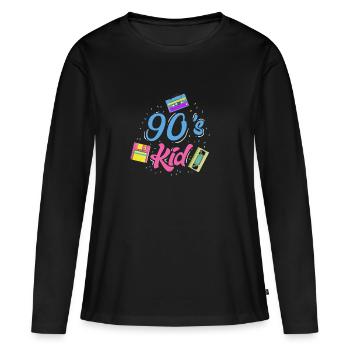 90 Enfant Cadeau - T-shirt manches longues Premium bio Femme - noir - Devant - Julia (174cm)