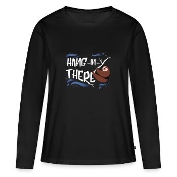 Accrochez-vous fainéantise - T-shirt manches longues Premium bio Femme - noir - Devant - Julia (174cm)