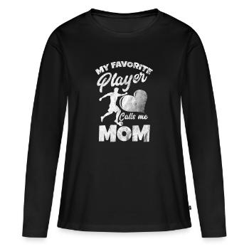 Shirt for soccer mum - Women's Premium Organic Long Sleeve Shirt - black - Front - Julia (174cm)