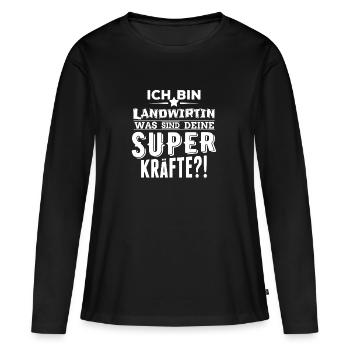 ich bin Landwirtin - was sind deine Superkräfte - Frauen Premium Bio Langarmshirt - Schwarz - Vorne - Julia (174cm)
