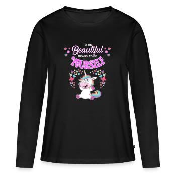 licorne licorne - T-shirt manches longues Premium bio Femme - noir - Devant - Julia (174cm)