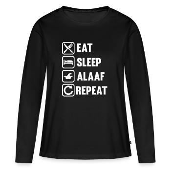 ALAAF - Eat Sleep Alaaf Repeat - Karneval Fasching - Frauen Premium Bio Langarmshirt - Schwarz - Vorne - Julia (174cm)