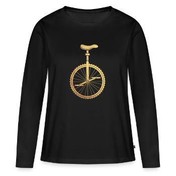 Gold Einrad - Frauen Premium Bio Langarmshirt - Schwarz - Vorne - Julia (174cm)