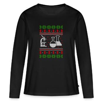 chemistry experiment ugly christmas jumper - Frauen Premium Bio Langarmshirt - Schwarz - Vorne - Julia (174cm)