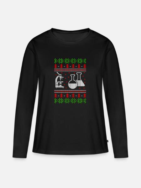 chemistry experiment ugly christmas jumper - Women's Premium Organic Long Sleeve Shirt - black
