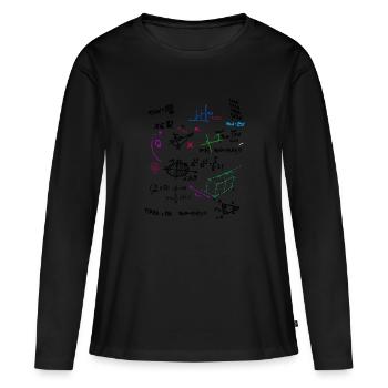 Math complexe tableau mathématique avec des formules - T-shirt manches longues Premium bio Femme - noir - Devant - Julia (174cm)