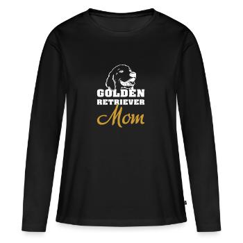 Golden Retriever maman T-shirt cadeau - T-shirt manches longues Premium bio Femme - noir - Devant - Julia (174cm)