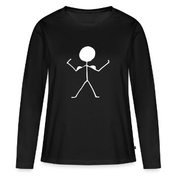 chiffre de bâton - T-shirt manches longues Premium bio Femme - noir - Devant - Julia (174cm)