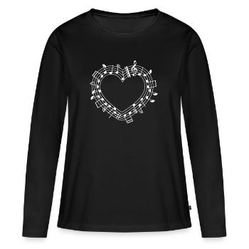coeur de partition - T-shirt manches longues Premium bio Femme - noir - Devant - Julia (174cm)