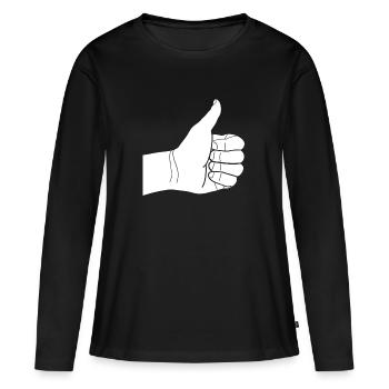 daumen hoch - Frauen Premium Bio Langarmshirt - Schwarz - Vorne - Julia (174cm)