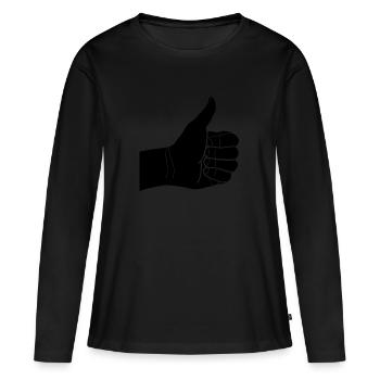 daumen hoch - Frauen Premium Bio Langarmshirt - Schwarz - Vorne - Julia (174cm)