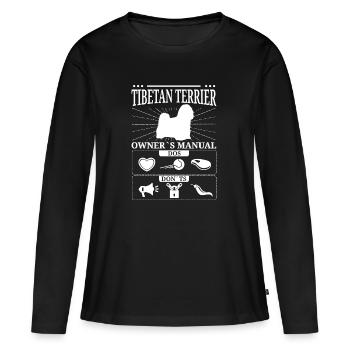 Cadeau Terrier tibétain - T-shirt manches longues Premium bio Femme - noir - Devant - Julia (174cm)