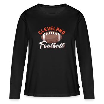 Cleveland Football - T-shirt manches longues Premium bio Femme - noir - Devant - Julia (174cm)