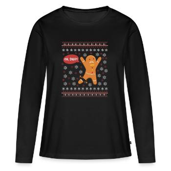 Gingerbreadman oh rupture cadeau de Noël laid chandail - T-shirt manches longues Premium bio Femme - noir - Devant - Julia (174cm)
