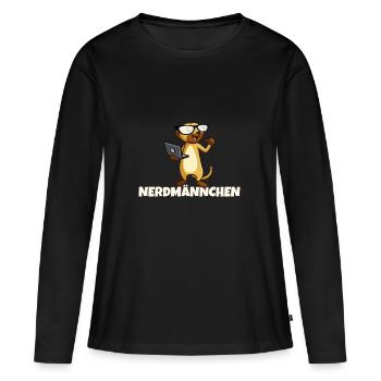 Nerd Erdmännchen mit Brille und Notebook Geschenk - Frauen Premium Bio Langarmshirt - Schwarz - Vorne - Julia (174cm)