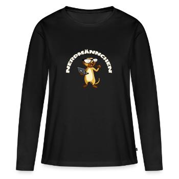 Nerd Erdmännchen mit Brille und Notebook Geschenk - Frauen Premium Bio Langarmshirt - Schwarz - Vorne - Julia (174cm)