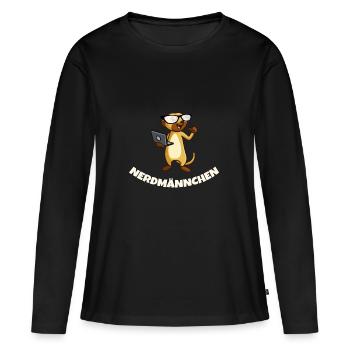 Nerd Erdmännchen mit Brille und Notebook Geschenk - Frauen Premium Bio Langarmshirt - Schwarz - Vorne - Julia (174cm)