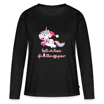 licorne licorne - T-shirt manches longues Premium bio Femme - noir - Devant - Julia (174cm)