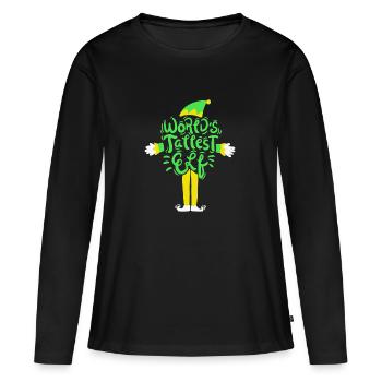 Elf cadeau de Noël le plus haut du monde - T-shirt manches longues Premium bio Femme - noir - Devant - Julia (174cm)