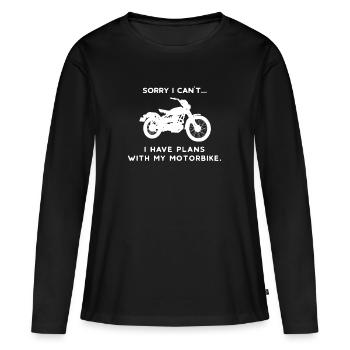 moto | Les motocyclistes | Biker | vélo | mobylette - T-shirt manches longues Premium bio Femme - noir - Devant - Julia (174cm)