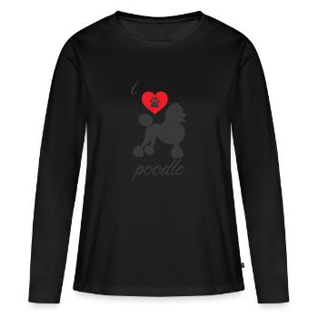 Ich liebe meinen Pudel Shirt Design Geschenk - Frauen Premium Bio Langarmshirt - Schwarz - Vorne - Julia (174cm)