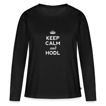 keep calm hodl trade ETH blockchain money web - Frauen Premium Bio Langarmshirt - Schwarz - Vorne - Julia (174cm)