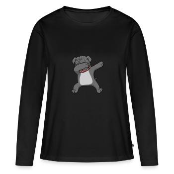 Bulldog Dab - dabbing bulldog - Frauen Premium Bio Langarmshirt - Schwarz - Vorne - Julia (174cm)