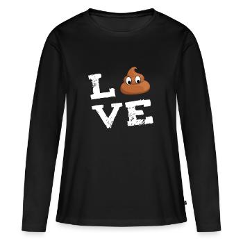 Emoticon merde merde merde Turd Amour Cadeaux - T-shirt manches longues Premium bio Femme - noir - Devant - Julia (174cm)