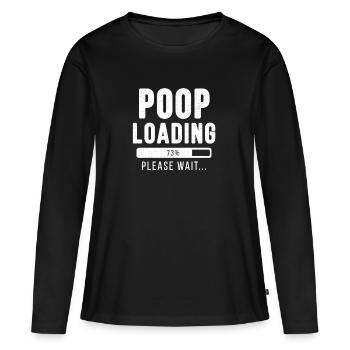 Poop loading ... please wait! | Poop shirt - Women's Premium Organic Long Sleeve Shirt - black - Front - Julia (174cm)