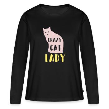 Crazy Cat Lady - Women's Premium Organic Long Sleeve Shirt - black - Front - Julia (174cm)