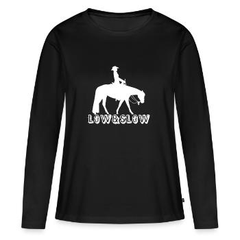 Riding Pleasure faible et lente Ouest - T-shirt manches longues Premium bio Femme - noir - Devant - Julia (174cm)