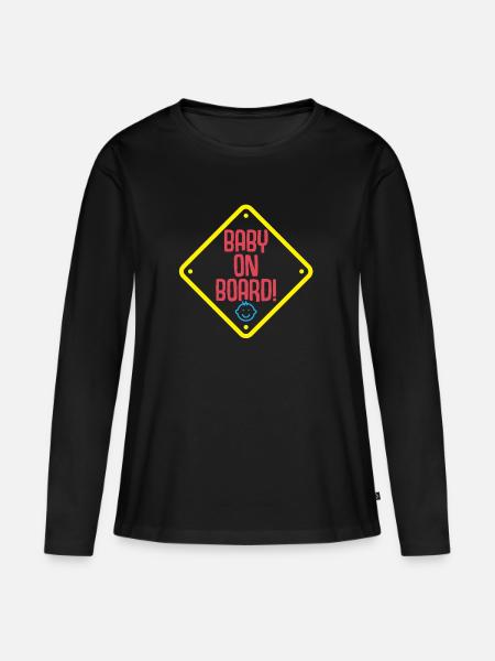 Schwangerschaft Mama Mom Baby Board Kind Geschenk - Frauen Premium Bio Langarmshirt - Schwarz