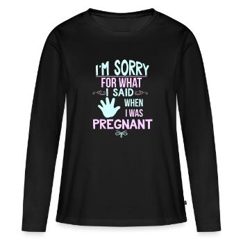 Grossesse Dit Maman Enfant Bébé Cadeau - T-shirt manches longues Premium bio Femme - noir - Devant - Julia (174cm)
