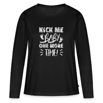 Cadeau Femme enceinte Grossesse Enceinte - T-shirt manches longues Premium bio Femme - noir - Devant - Julia (174cm)