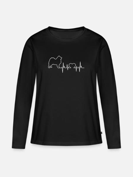 Samojede Shirt Geschenk - Frauen Premium Bio Langarmshirt - Schwarz
