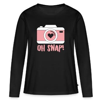 Photographe - Caméra - Présent - Photographier - T-shirt manches longues Premium bio Femme - noir - Devant - Julia (174cm)