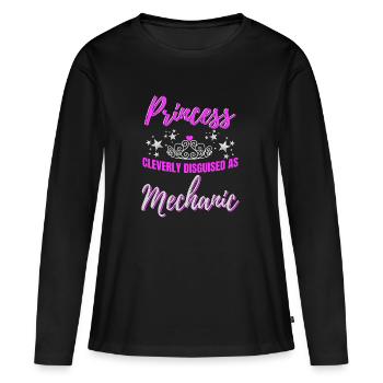 cadeau mécanicien - T-shirt manches longues Premium bio Femme - noir - Devant - Julia (174cm)