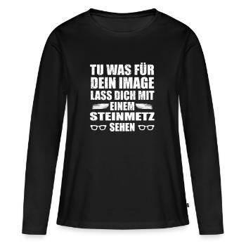 DEIN IMAGE SEHEN GESCHENK MEISTER STEINMETZ png - Frauen Premium Bio Langarmshirt - Schwarz - Vorne - Julia (174cm)