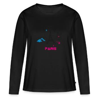 paris scribble tourist city france girl sight - Women's Premium Organic Long Sleeve Shirt - black - Front - Julia (174cm)