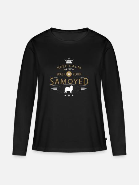 Samojede Shirt - Frauen Premium Bio Langarmshirt - Schwarz