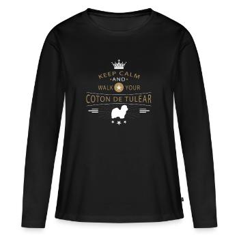Cotton Dog Shirt - T-shirt manches longues Premium bio Femme - noir - Devant - Julia (174cm)