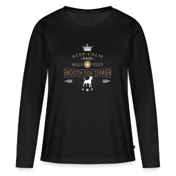 shirt fox terrier lisse - T-shirt manches longues Premium bio Femme - noir - Devant - Julia (174cm)