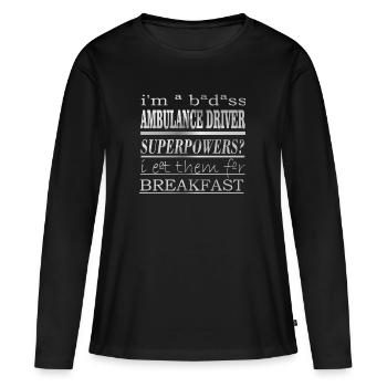 Ambulancier - T-shirt manches longues Premium bio Femme - noir - Devant - Julia (174cm)