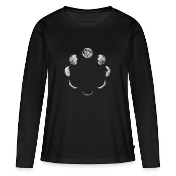 Lune phase cadeau lune croissant de lune pleine lune nuit - T-shirt manches longues Premium bio Femme - noir - Devant - Julia (174cm)
