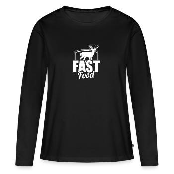 Restauration rapide - cadeau chemise de chasse - Restauration rapide - T-shirt manches longues Premium bio Femme - noir - Devant - Julia (174cm)