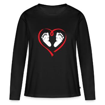 Cadeau Femme enceinte Grossesse Enceinte - T-shirt manches longues Premium bio Femme - noir - Devant - Julia (174cm)