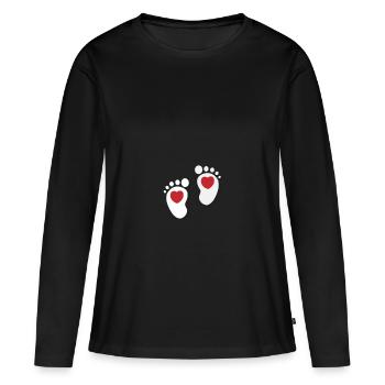 Cadeau Femme enceinte Grossesse Enceinte - T-shirt manches longues Premium bio Femme - noir - Devant - Julia (174cm)