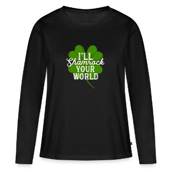 Ich werde Shamrock Ihre Welt Lustige St. Patricks Day Wortspiel - Frauen Premium Bio Langarmshirt - Schwarz - Vorne - Julia (174cm)