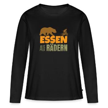 Essen auf Rädern - Frauen Premium Bio Langarmshirt - Schwarz - Vorne - Julia (174cm)