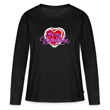 Magasin Be My Valentine coeur rouge Conception cadeau - T-shirt manches longues Premium bio Femme - noir - Devant - Julia (174cm)